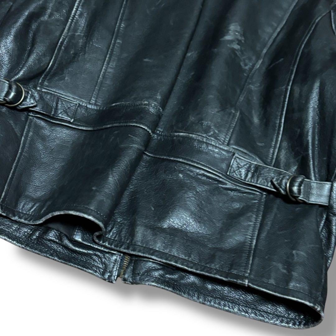 状態良好】90's 白タグ エディーバウアー 牛革 シングルライダース