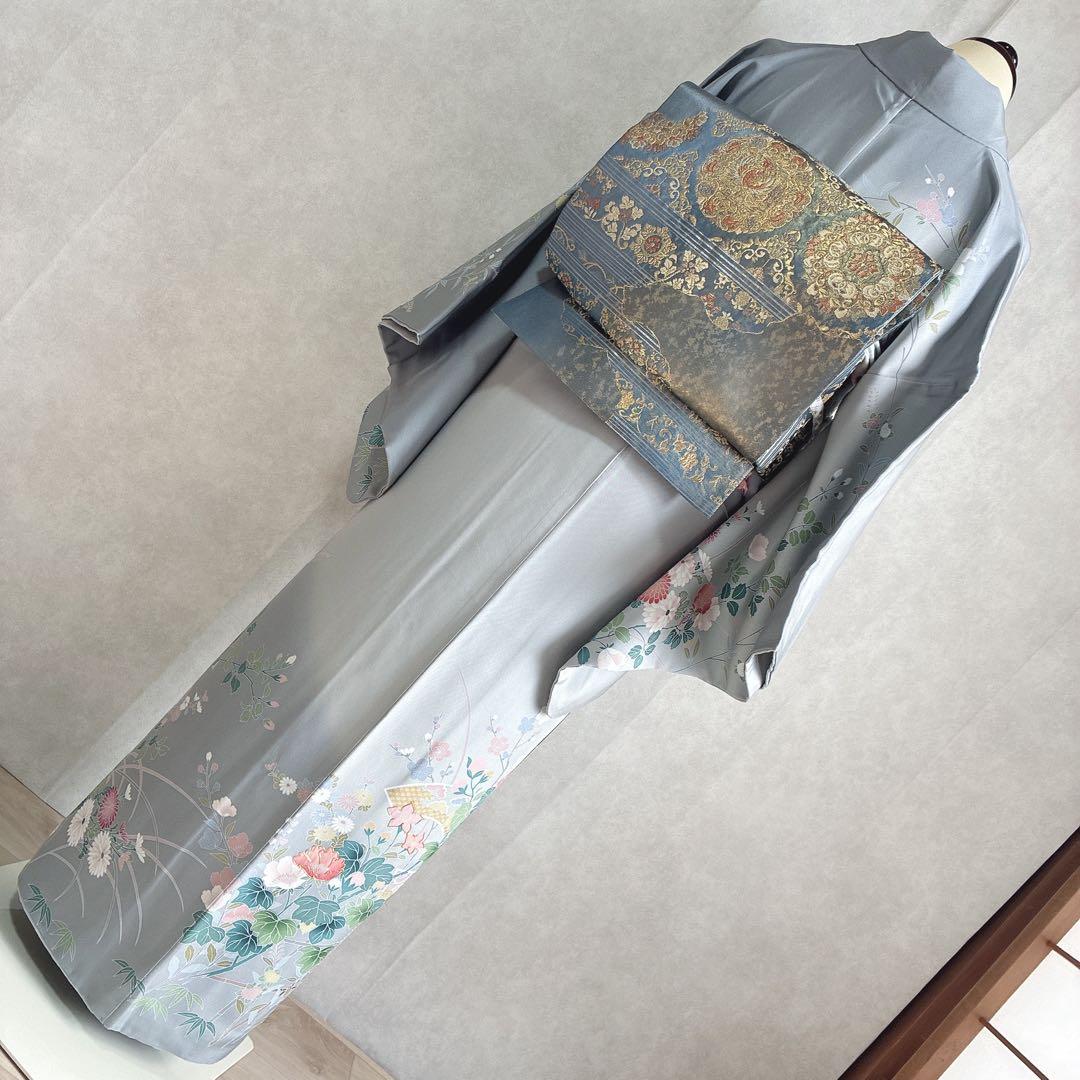 訪問着 フルセット 着物 正絹 四季草花 卒業式 入学式 金駒刺繍 G3