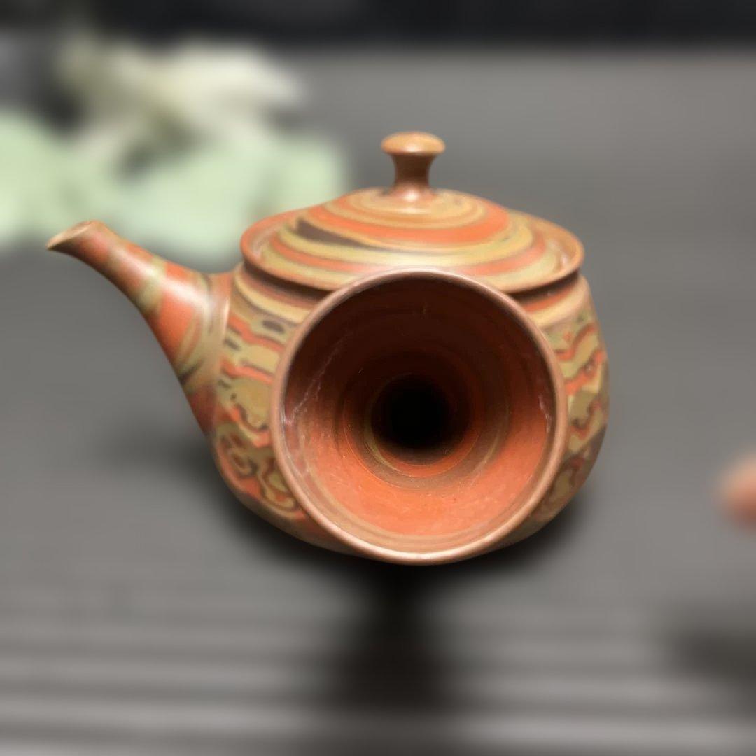 伝統工芸士 憲児作】常滑焼 練込 急須 マーブル模様 作家物 300cc