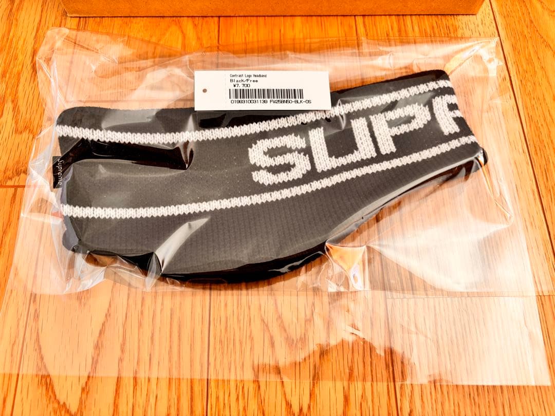 小物 Supreme Contrast Logo Headband Black Supreme Contrast Logo Headband (FW25) - $40