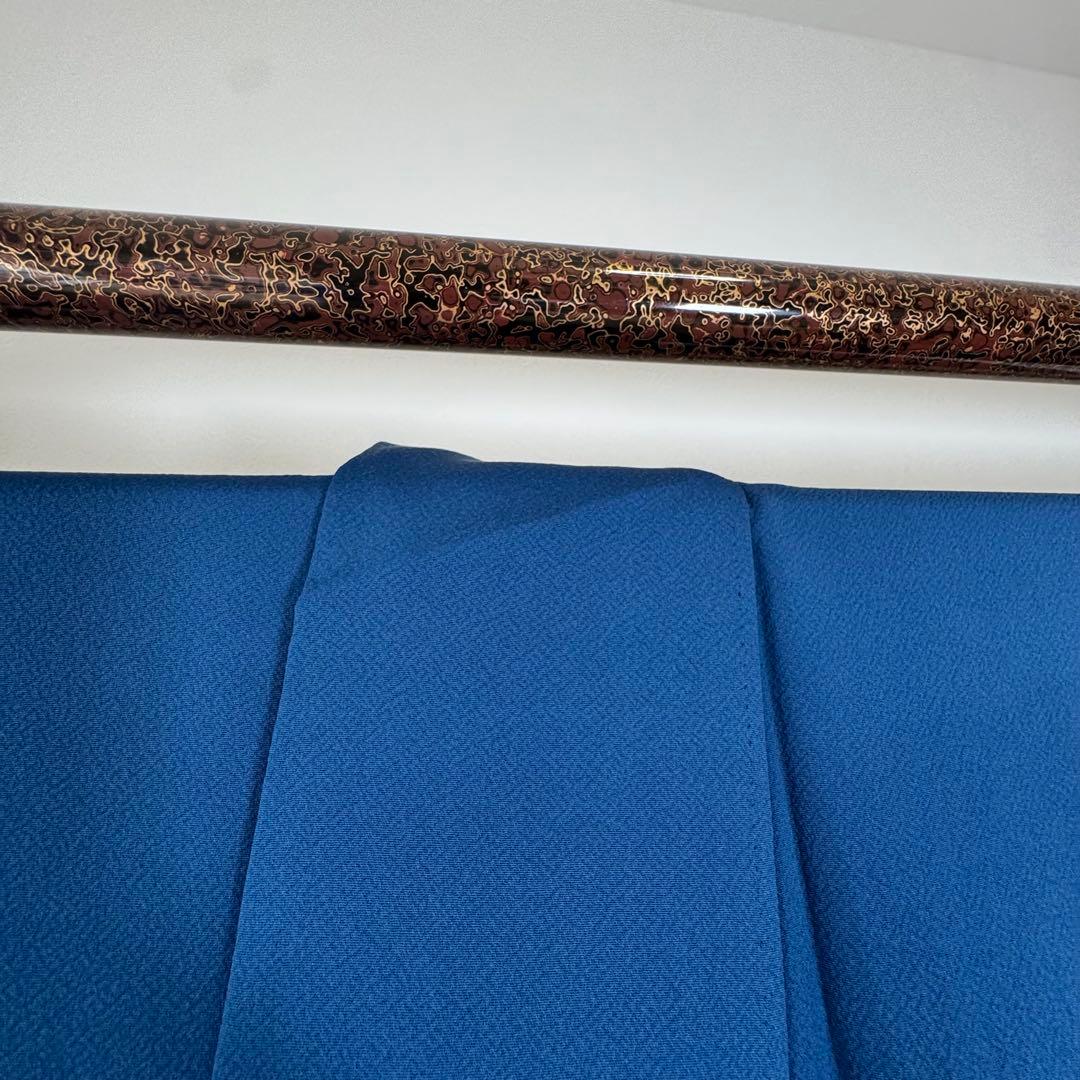 しつけ付 着物 正絹 袷 色無地 176 裄69 青 ロイヤルブルー トール