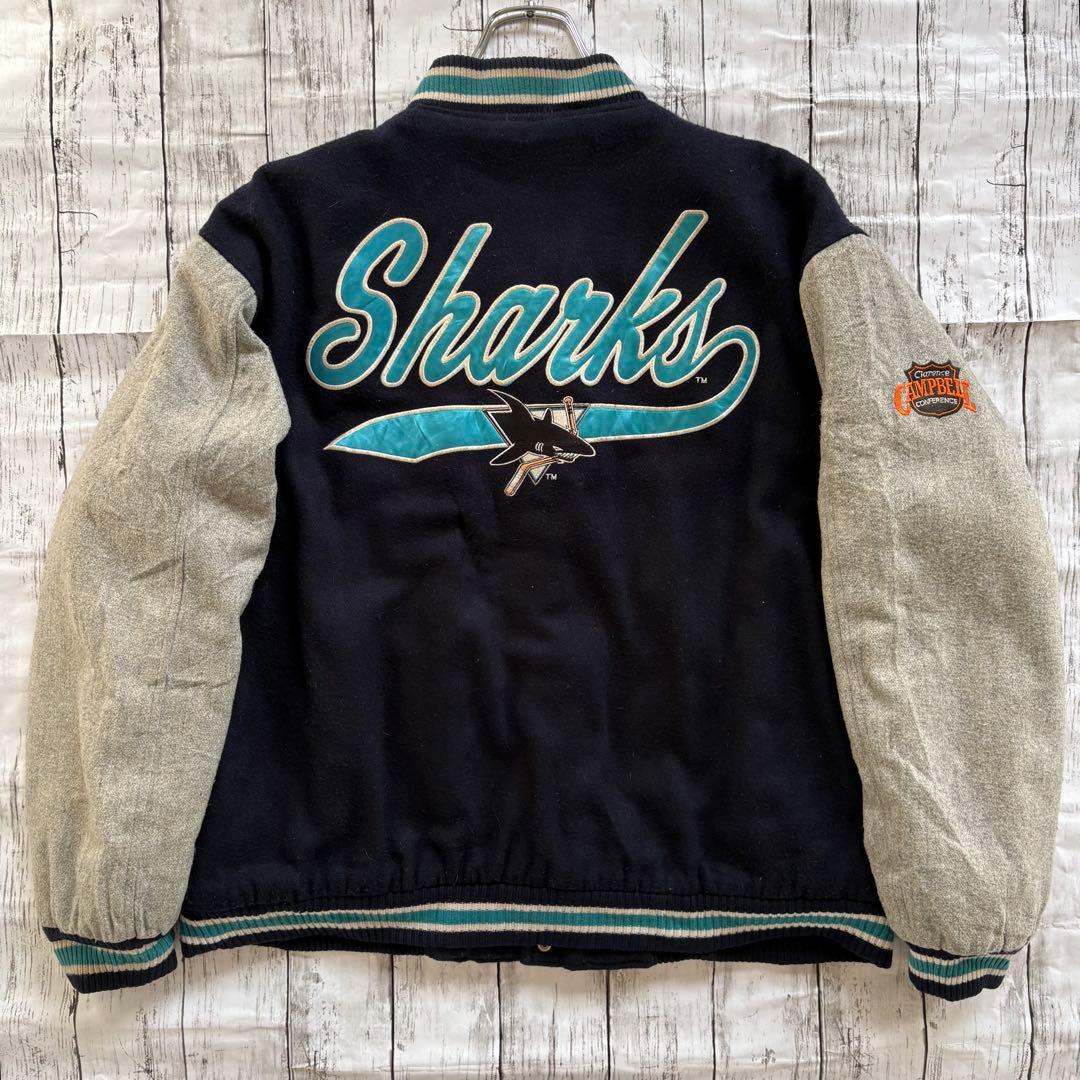 90s LOGO7 NHL SHARKS シャークス スタジャン Vintage NEW W/ Tags 90s Starter San Jose Sharks Letterman Hockey