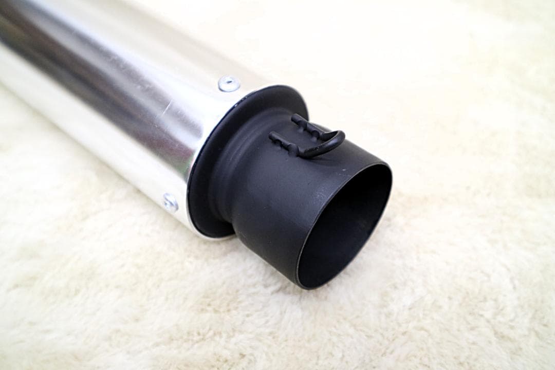 アキヤンサイレンサー 汎用 50.8π 銀×黒 バンド バネ付き