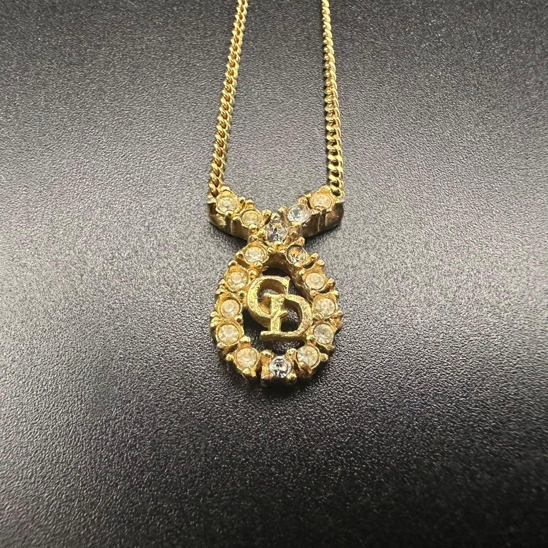 極美品✨ Dior ネックレス CD ロゴ ラインストーン 希少 刻印 1748