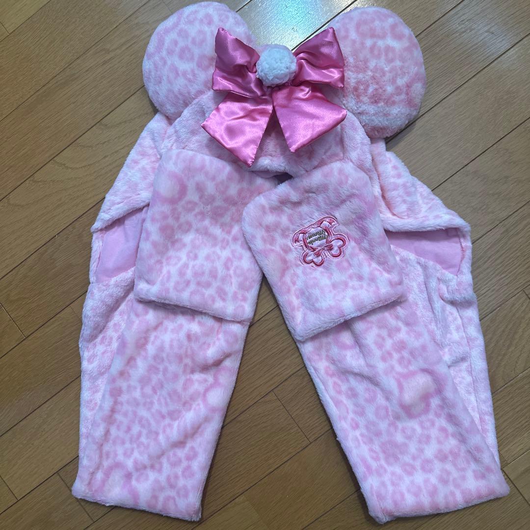 マフラーファンキャップ ミニー ピンクヒョウ柄 - メルカリ