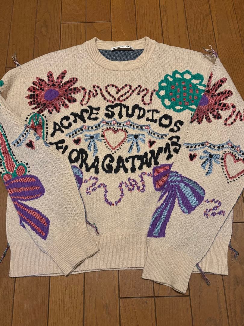 ACNE STUDIOS フラワー刺繍 ニット Acne Studios Men's' Floral Jacquard Sweater in Grey | LN-CC®