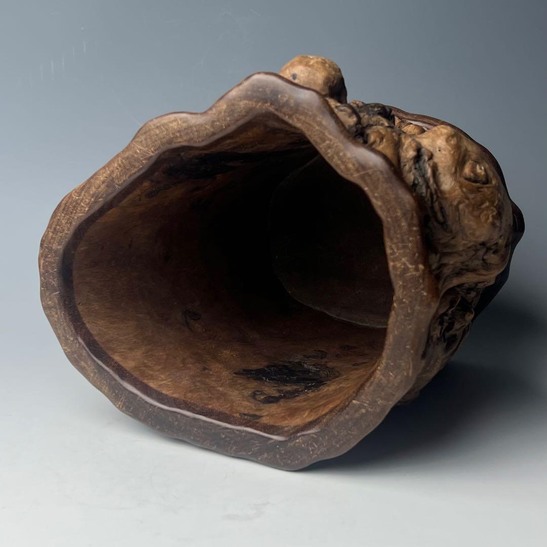 自然木の質感が魅力で優美な逸品 唐物 玉杢筆筒 文房四宝 中国美術