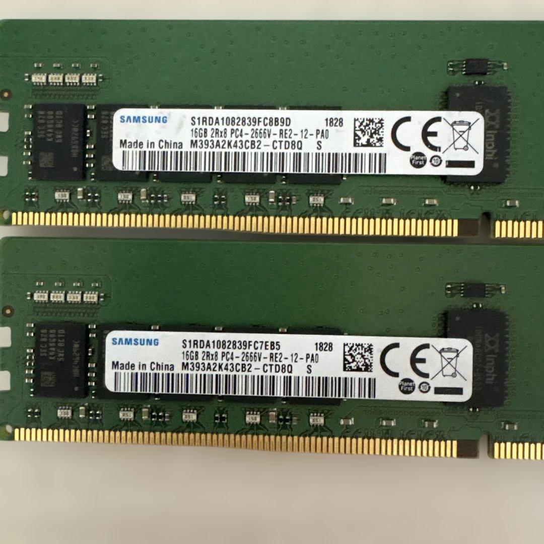 SAMSUNG 16GB メモリ PC4-2666V 2枚 - メルカリ