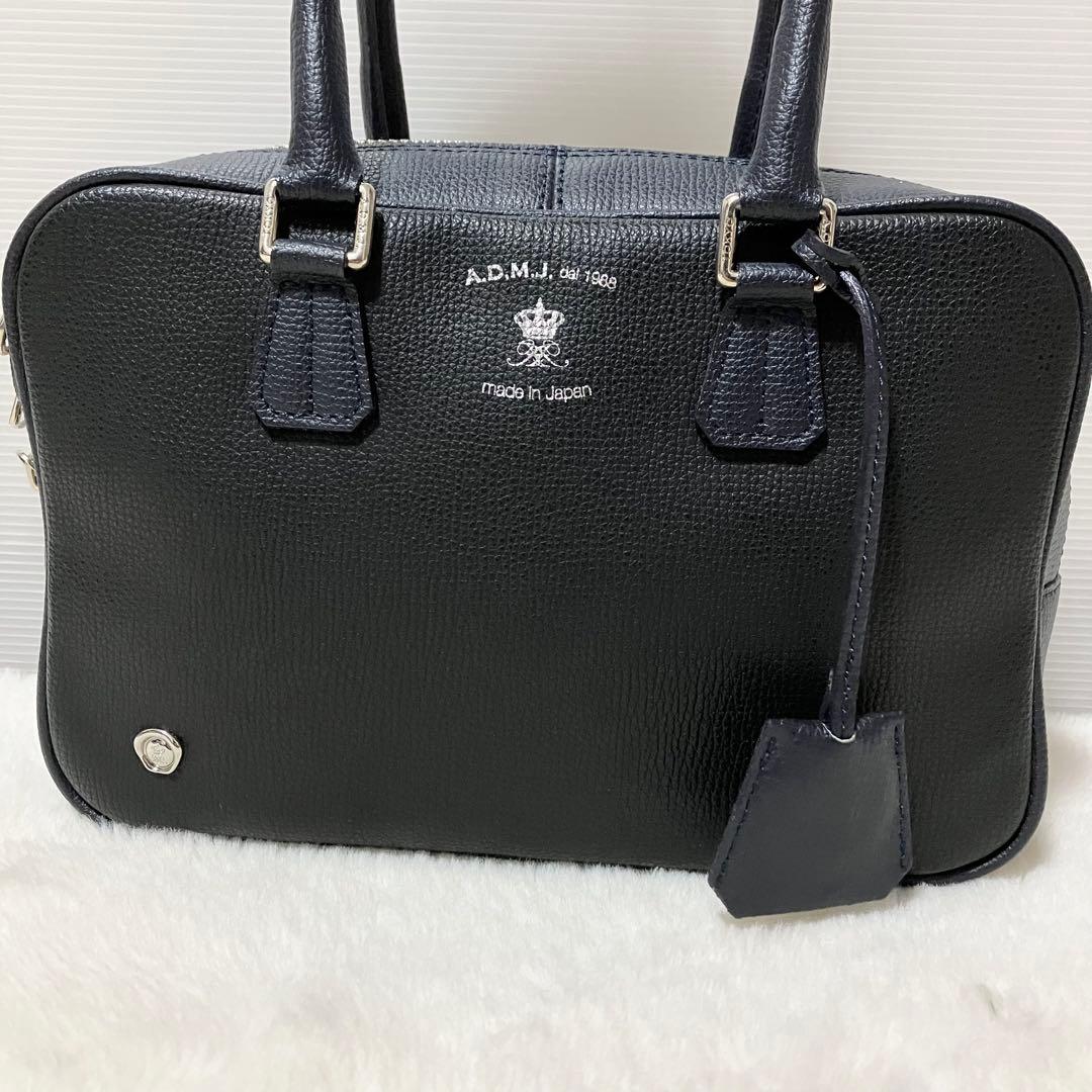 未使用級 A.D.M.J. 23cmボストン 2way 黒 ショルダー バッグ - メルカリ