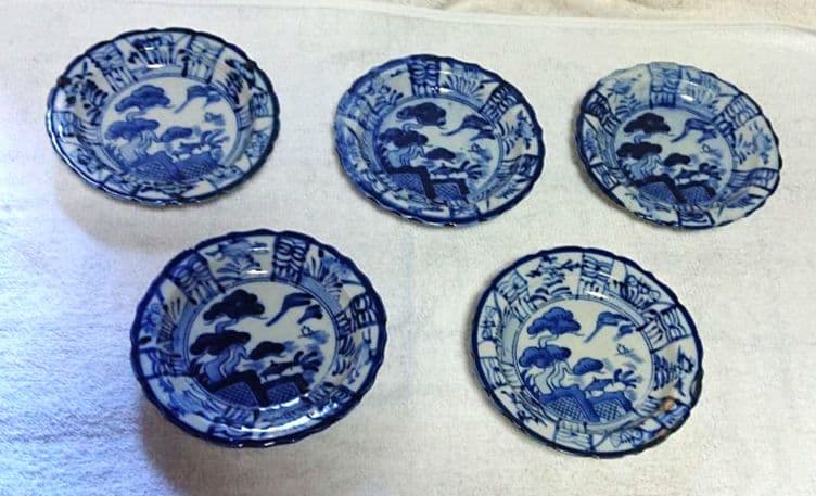 古伊万里染付輪花4寸皿5客A478 - メルカリ