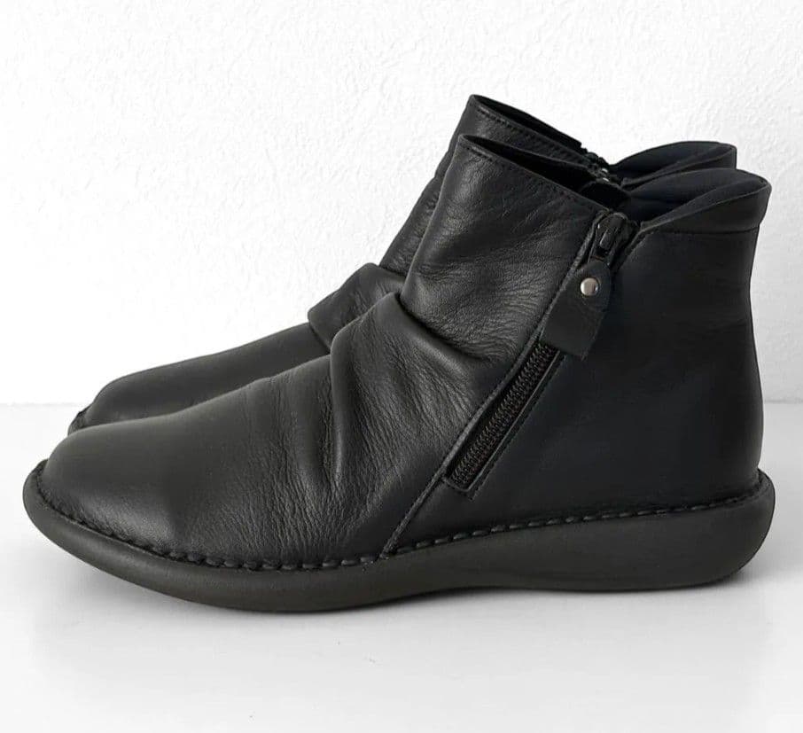 新品 Put's Wファスナー 本革 ショートブーツ 黒 23.5 コンフォート