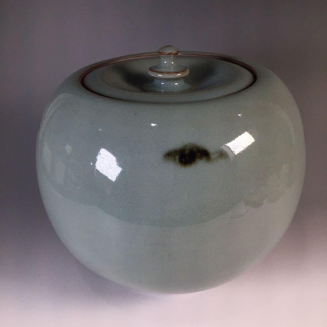 M246 水指 『椿窯 五島哲造』『蕨釉水指』 共箱 茶道具