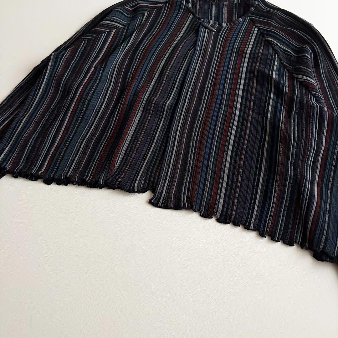 ヨーガンレール✨ストライプ ウール シルク カーディガン 赤 ネイビー