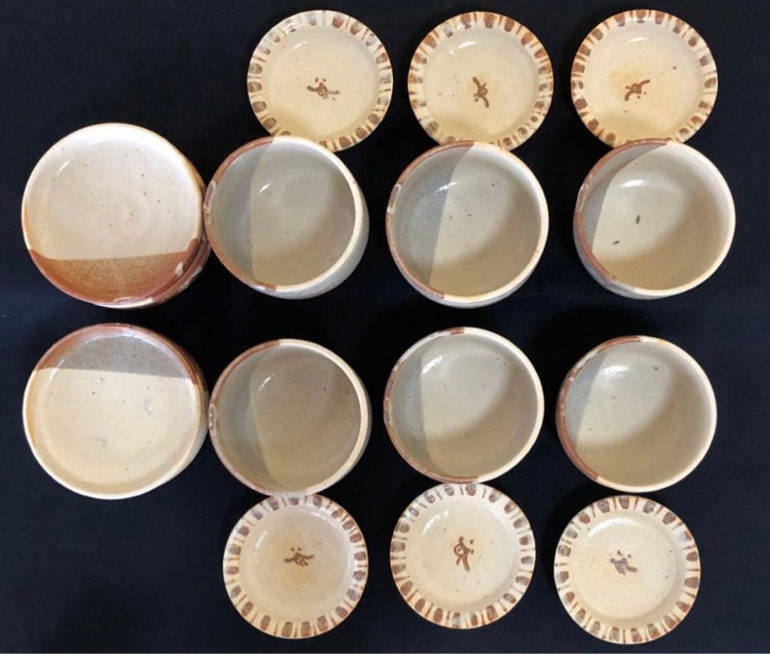 《R》志野 弁当蓋物6客 加藤十右衛門 共箱 懐石　260120き5