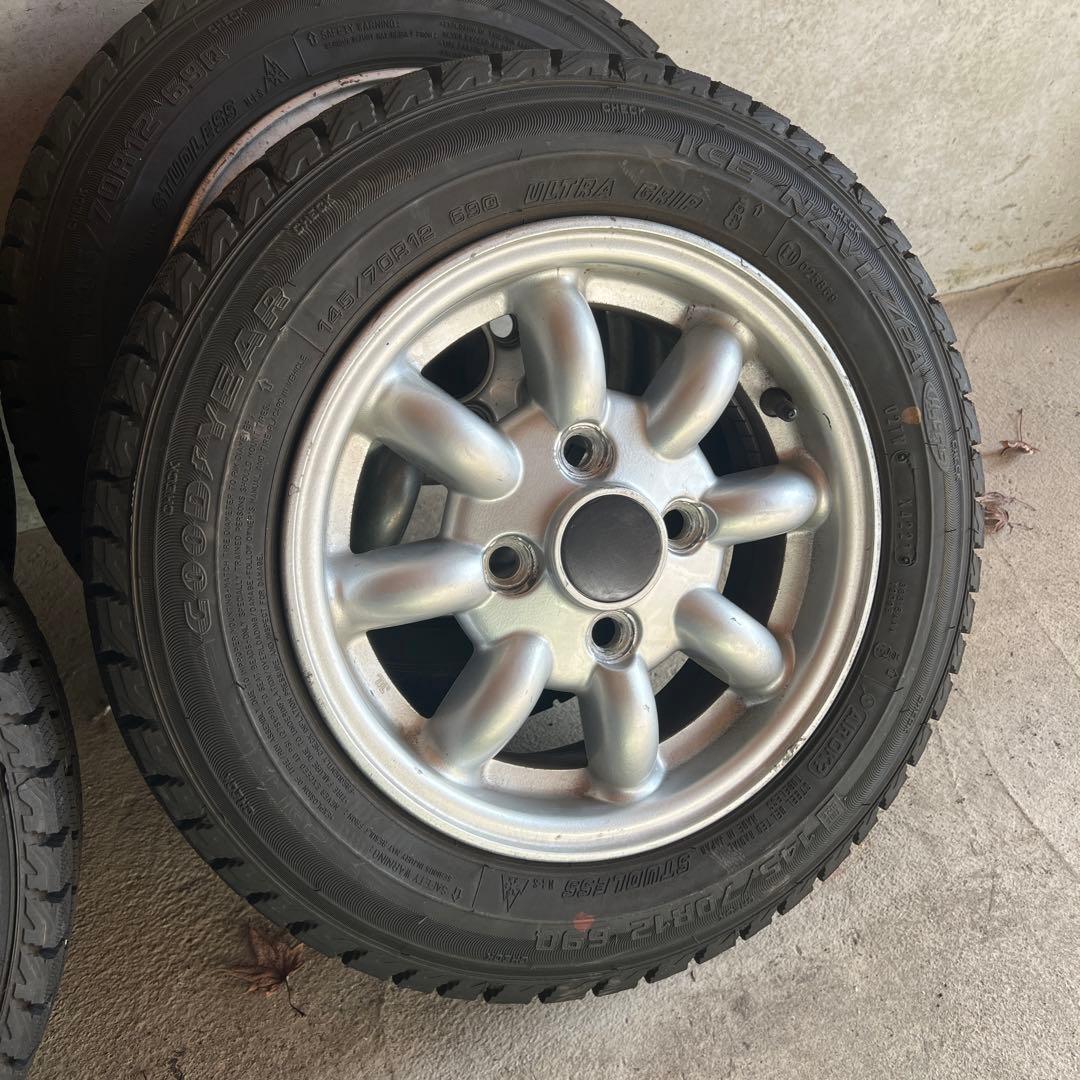 ローバーミニ 純正12インチアルミホイール&スタッドレスタイヤセット