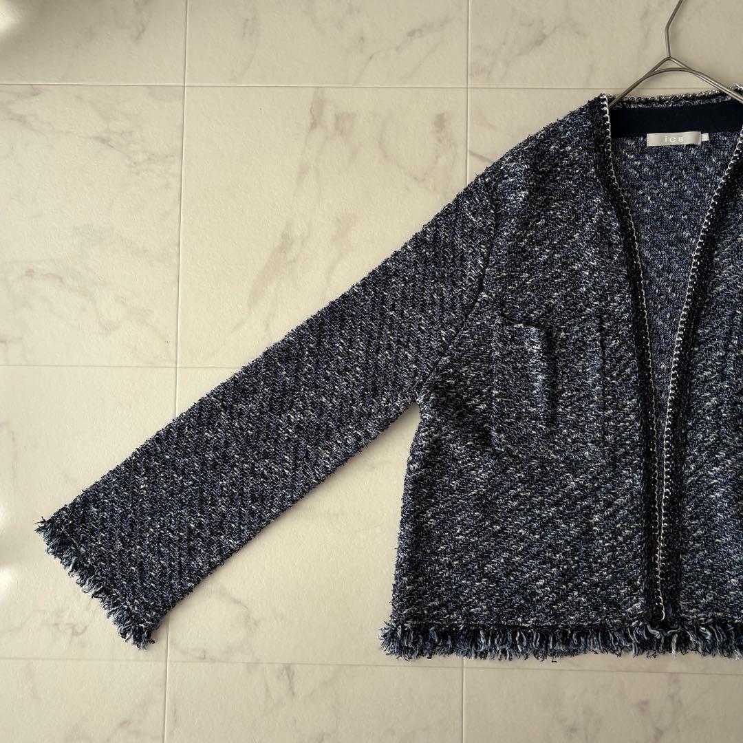 美品✨《iCB》小泉今日子着用　デニムライクツィード ニットジャケット　L