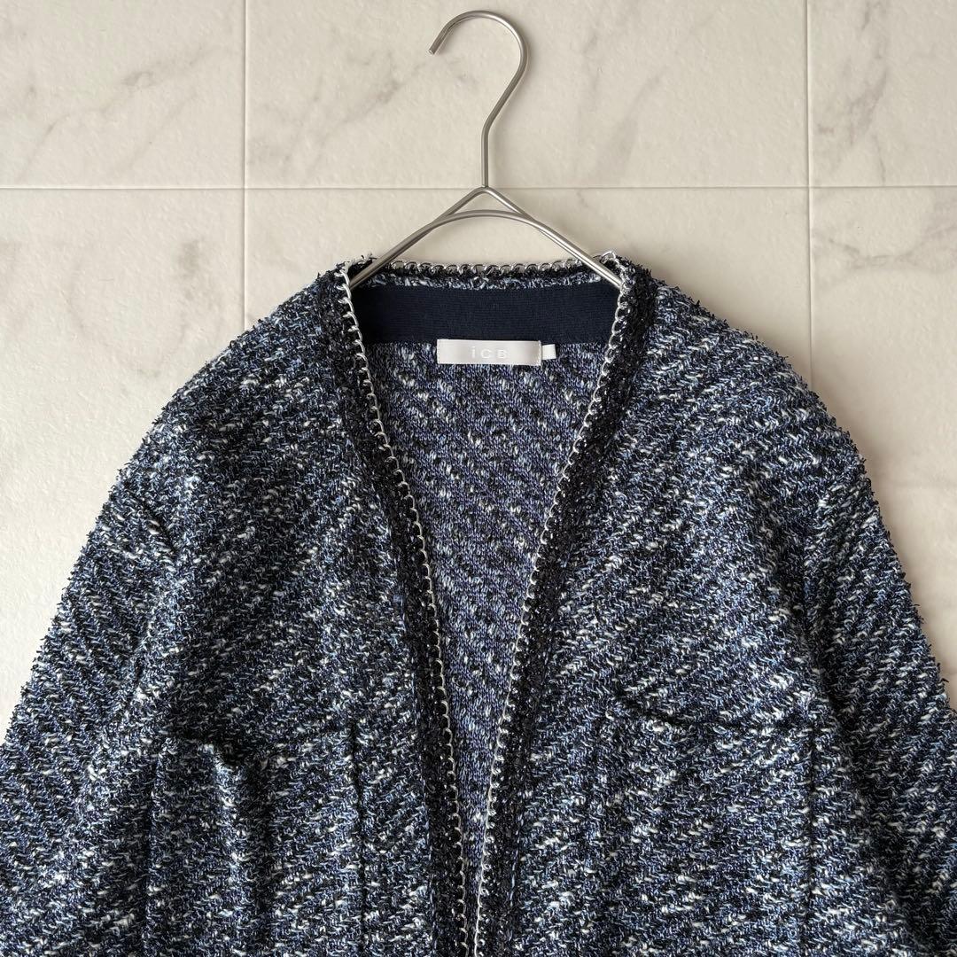 美品✨《iCB》小泉今日子着用　デニムライクツィード ニットジャケット　L
