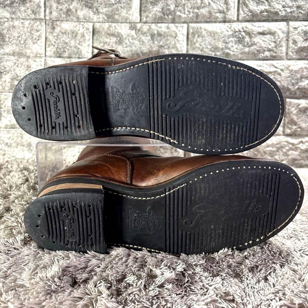 美品❣️goriira エンジニアブーツ ビンテージ 本革 US8 ロゴ刻印 茶