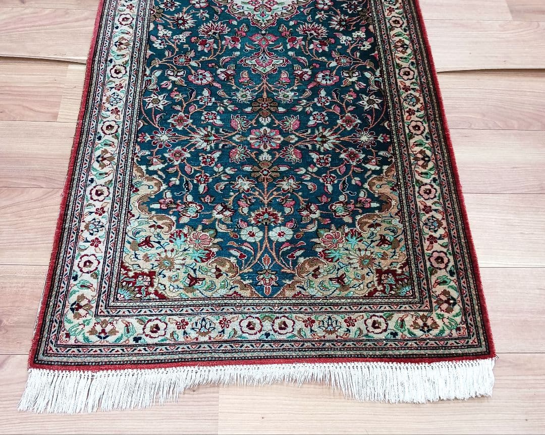 専用 Y3245 高級ペルシャ絨毯 クム産 シルク100% 手織り 298㎝