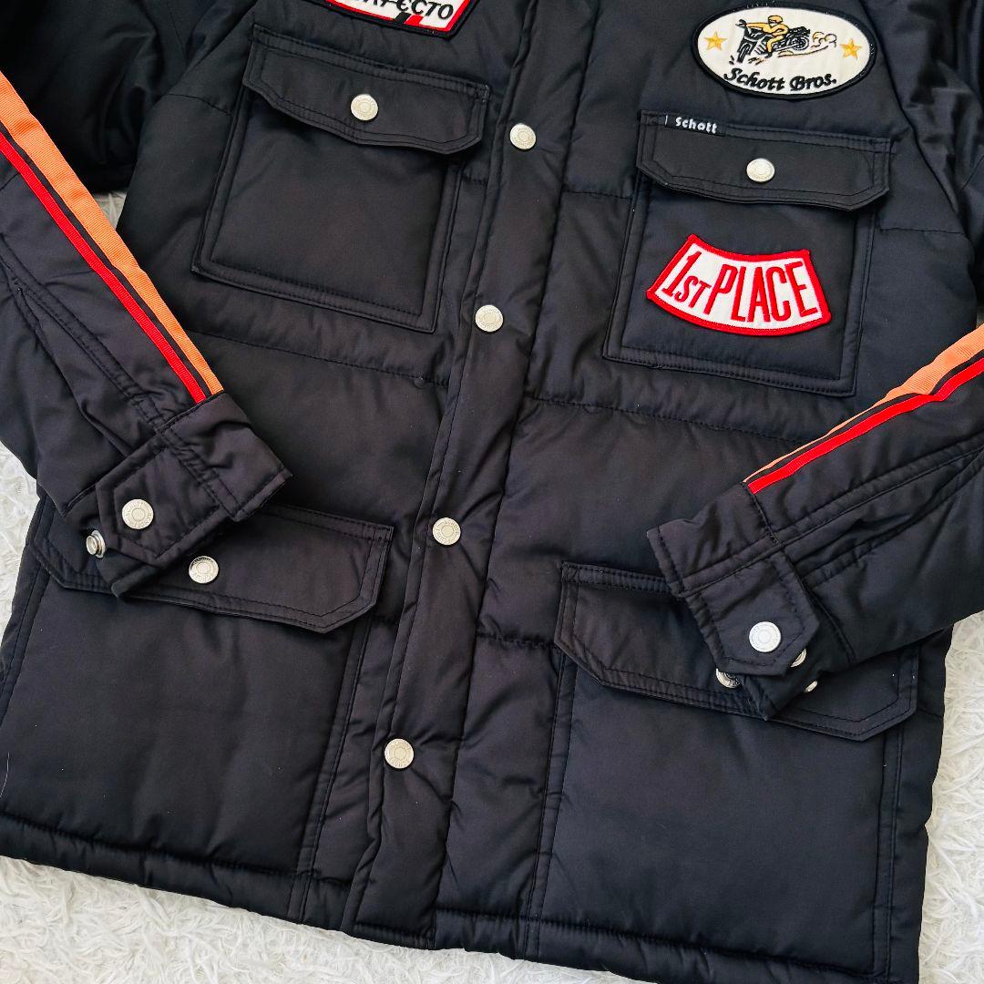未使用級✨️ショット レーシングジャケットS 中綿ロゴ刺繍 ブラック