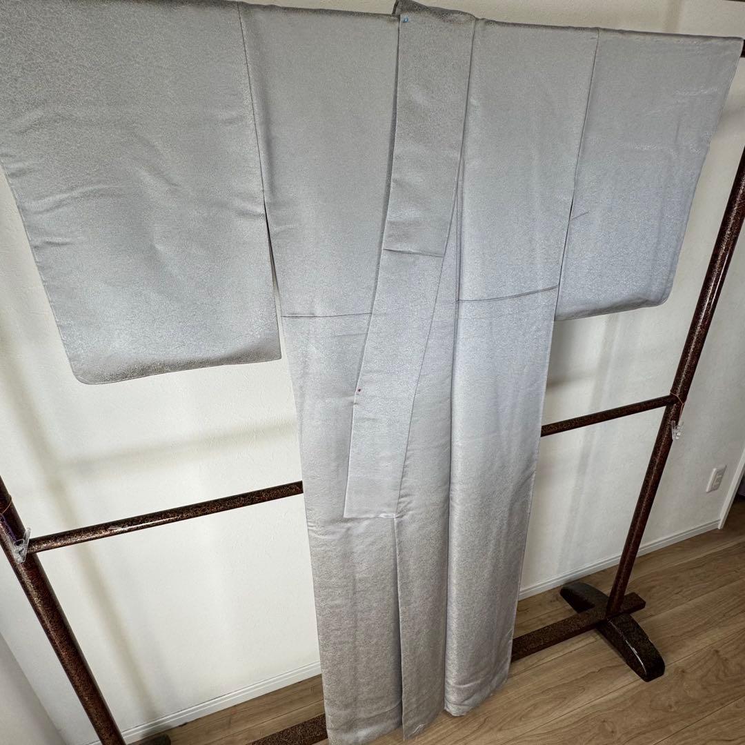 しつけ付 着物 正絹 袷 お召 色無地 163 久保田一竹工房 金通し