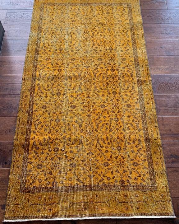 トルコヴィンテージラグ マスタードイエロー115cm×52cm トルコラグ