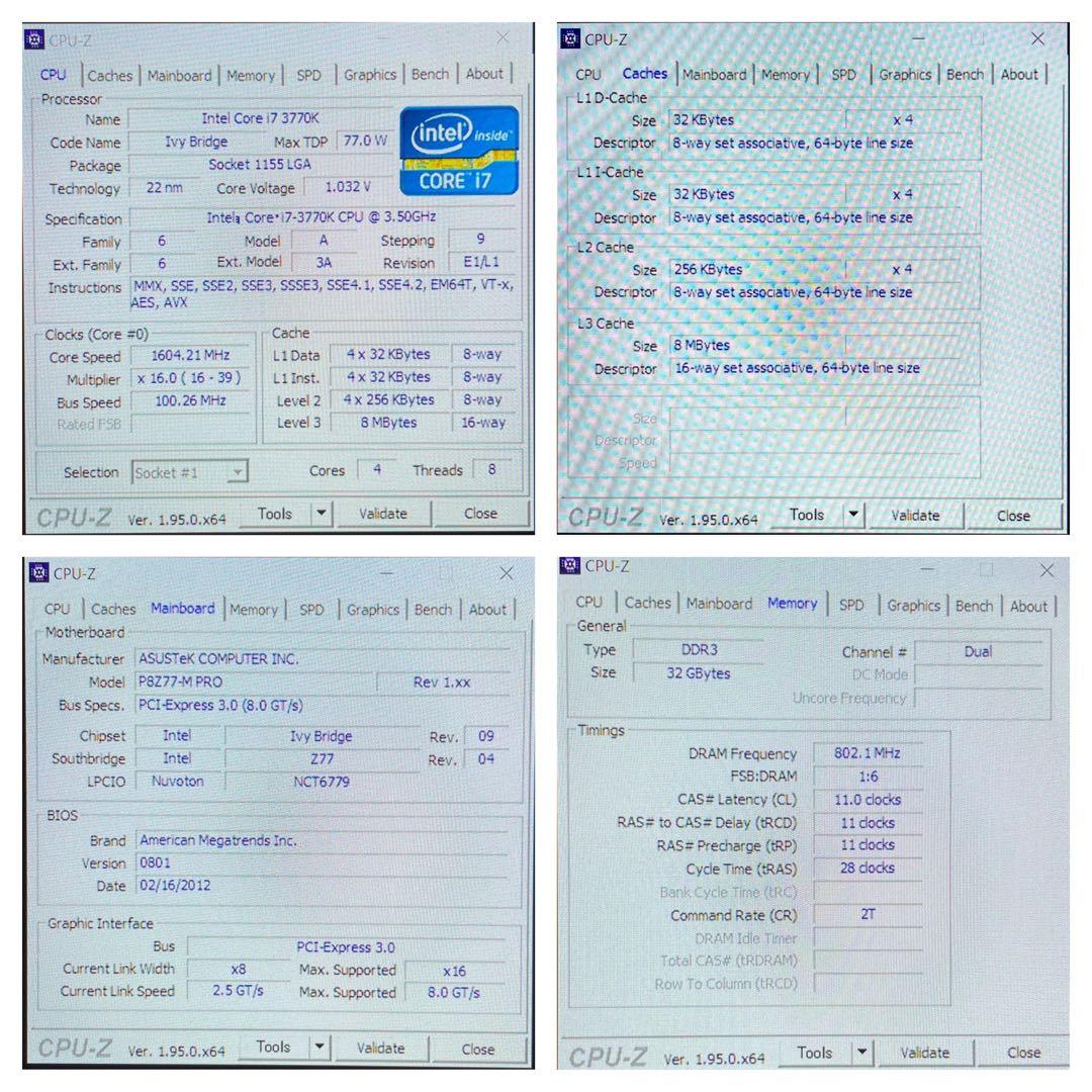 Core i7 3770K+P8Z77-MPRO+32GB 組込済みセット売り - メルカリ