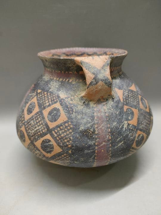仰韶彩陶 アンダーソン土器 素焼き 加彩双耳土器.壺 骨董品 陶芸