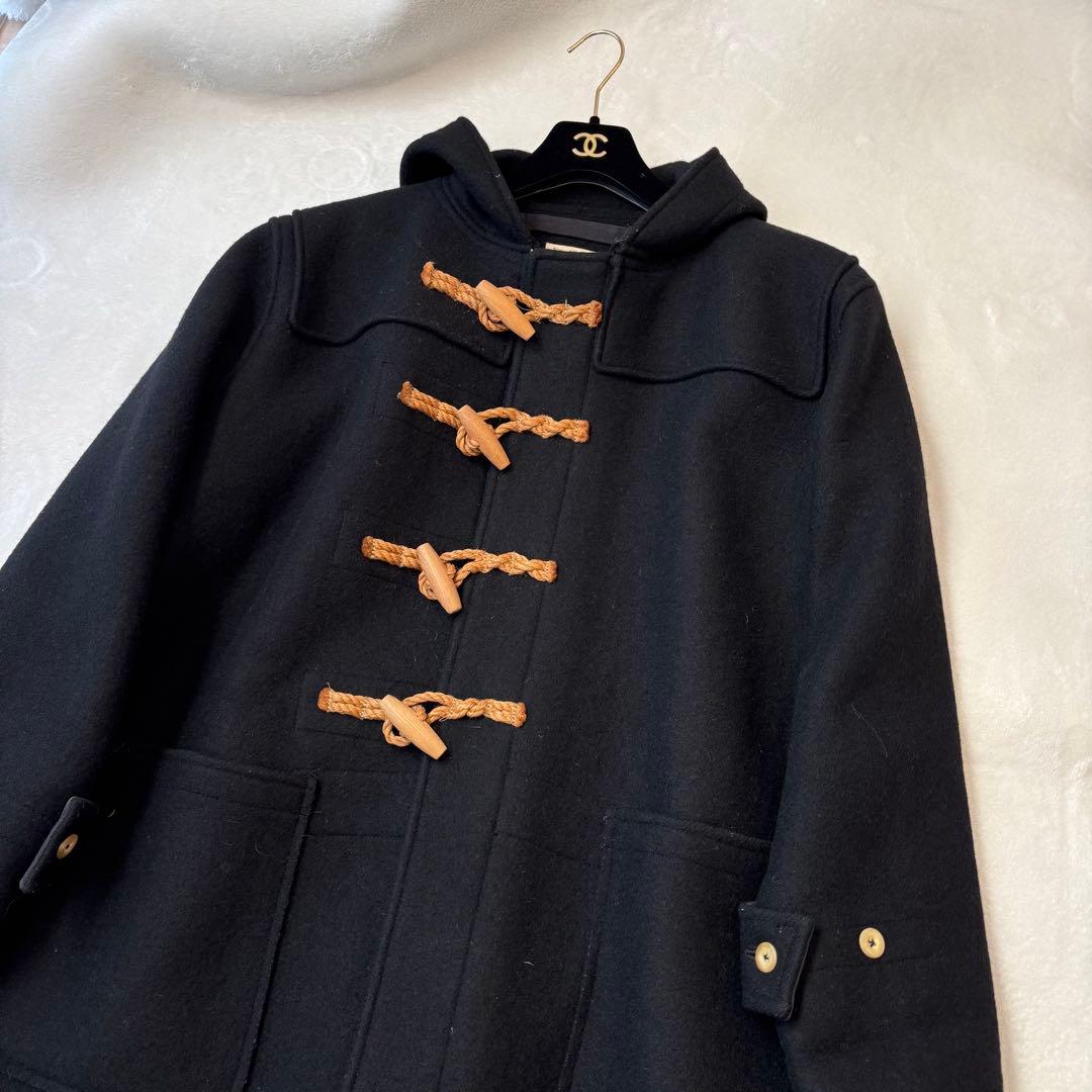 Glenoverグレンオーバー ダッフルコート 黒 肉厚 ウール ロング トグル