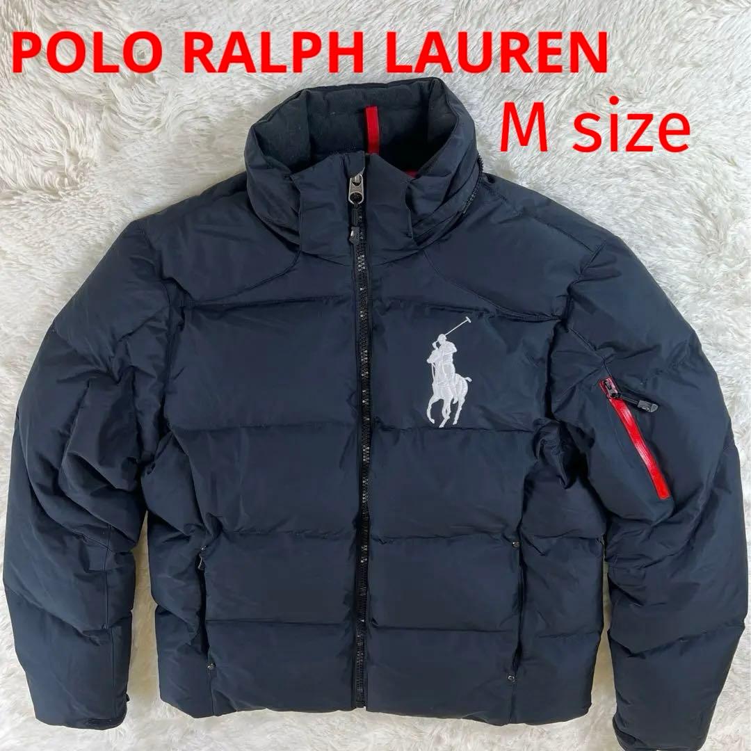 ラルフローレン ダウンジャケット ビッグポニー 刺繍 肉厚 黒 赤