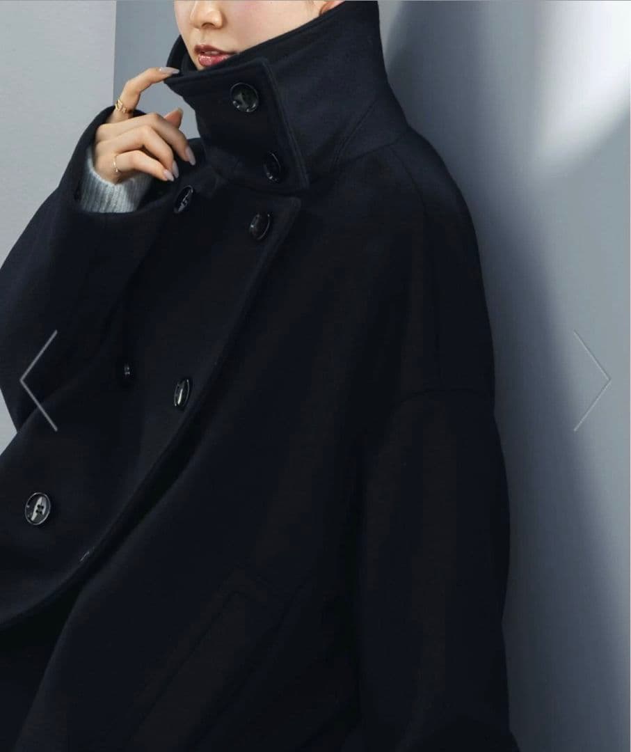 25AW✨ 新品タグ付き NOBLE スタンドカラーオーバーコート ネイビー