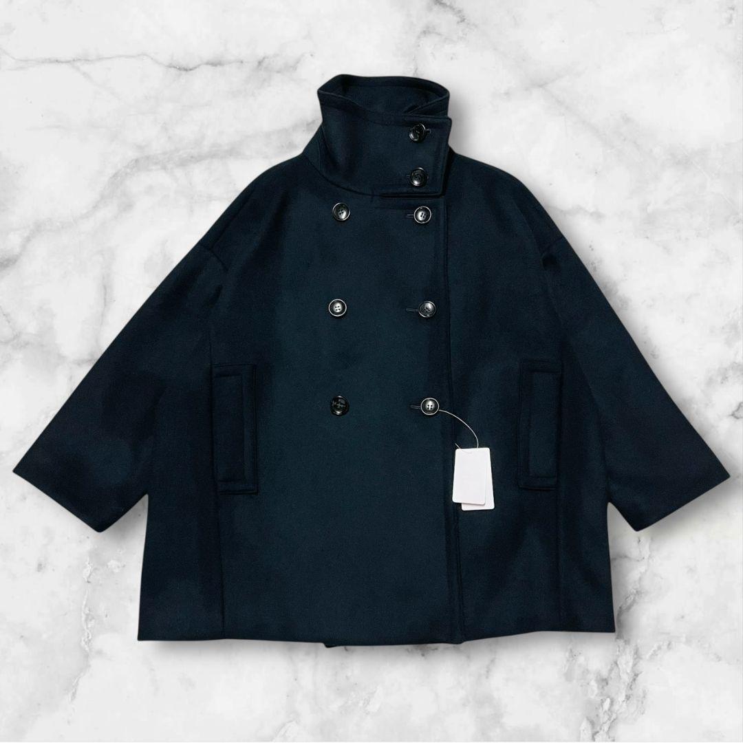 25AW✨ 新品タグ付き NOBLE スタンドカラーオーバーコート ネイビー