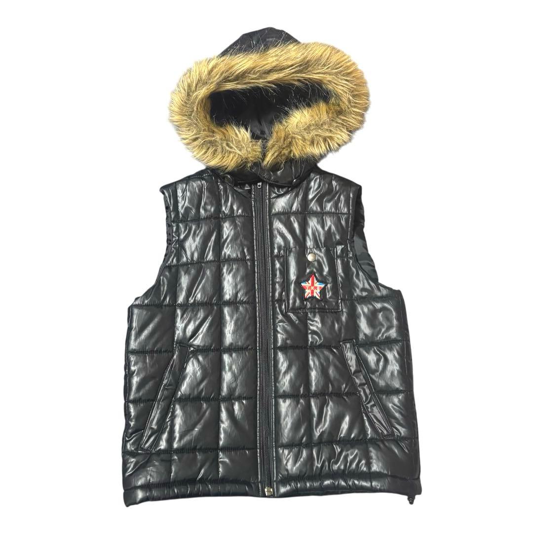 ダウンベスト 平成女児 y2k グランジ 短丈 マクブリング ファー付き 肉