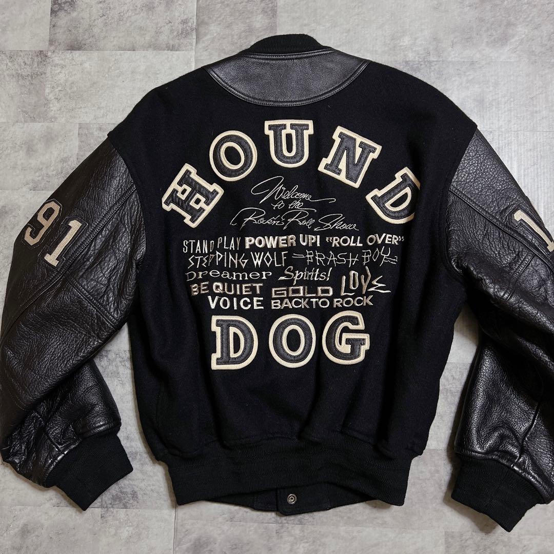 激レア！限定HOUND DOGハウンドドッグ レザースタジャン ワッペン 刺繍