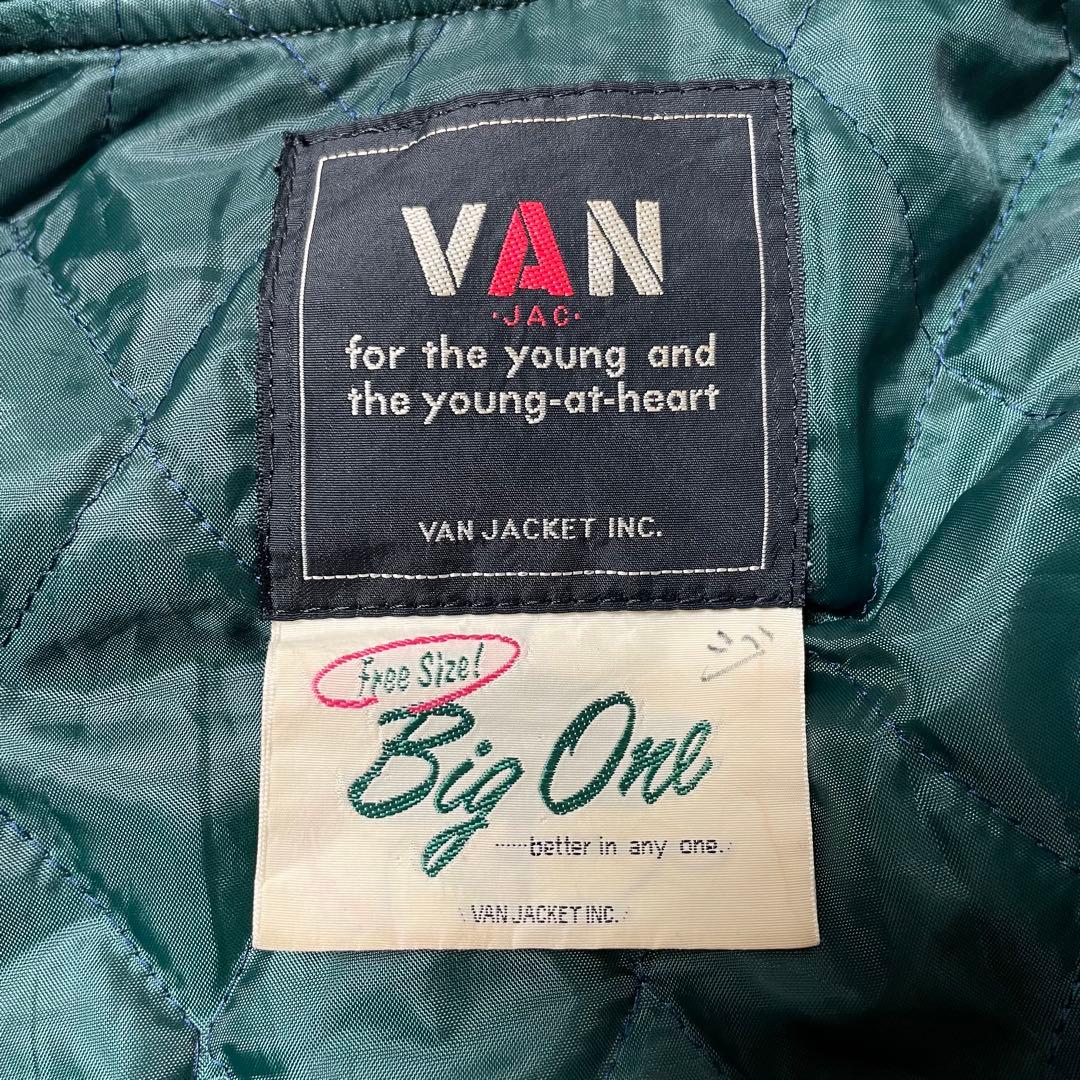 希少】VAN JAC スタジャン 袖レザー 緑 BIG ONE - メルカリ