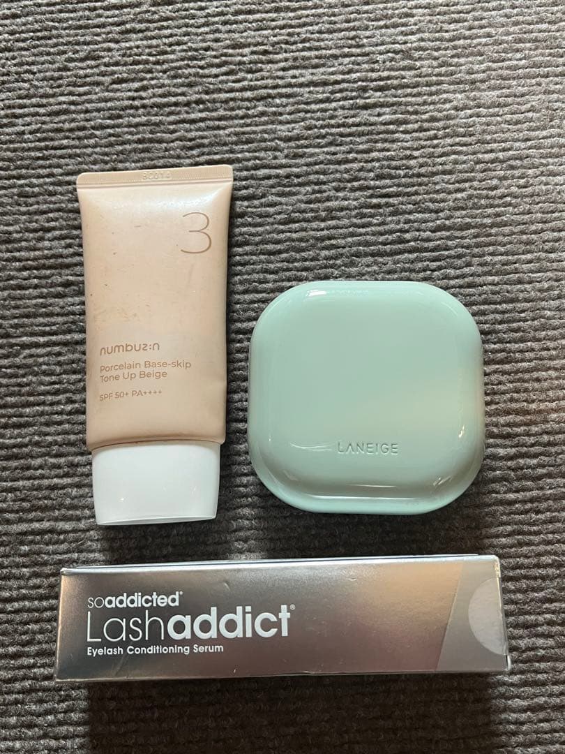 ラネージュクッションファンデ 21N 、ナンバーズイン3番トーンアップクリーム他 ナンバーズイン 3番 ノーファンデ陶器肌トーンアップクッション