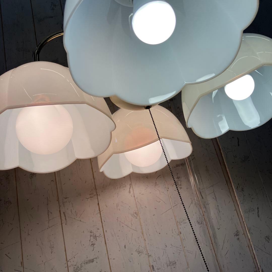 ②丸善電機 ラッキー 花モチーフ 4灯シャンデリア 白熱灯器具 テーブル