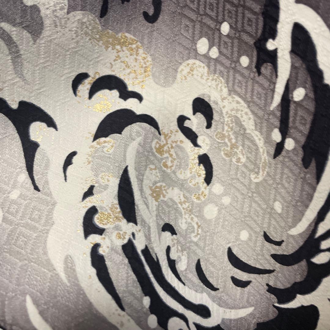 もんぷちさまご成約　成謙工房謹製　大胆な波飛沫の描かれた訪問着