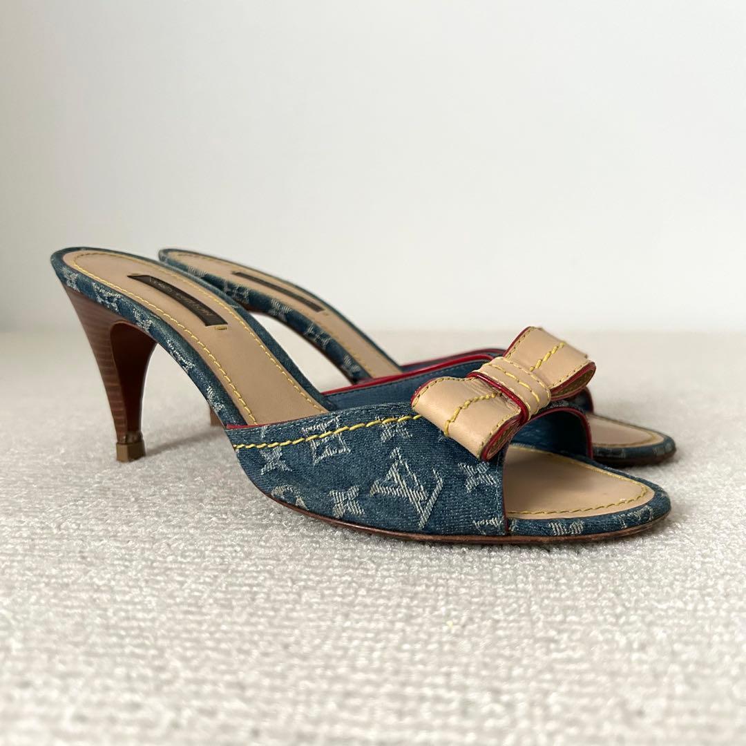ルイヴィトン ミュール サンダル デニム モノグラム 24.5cm