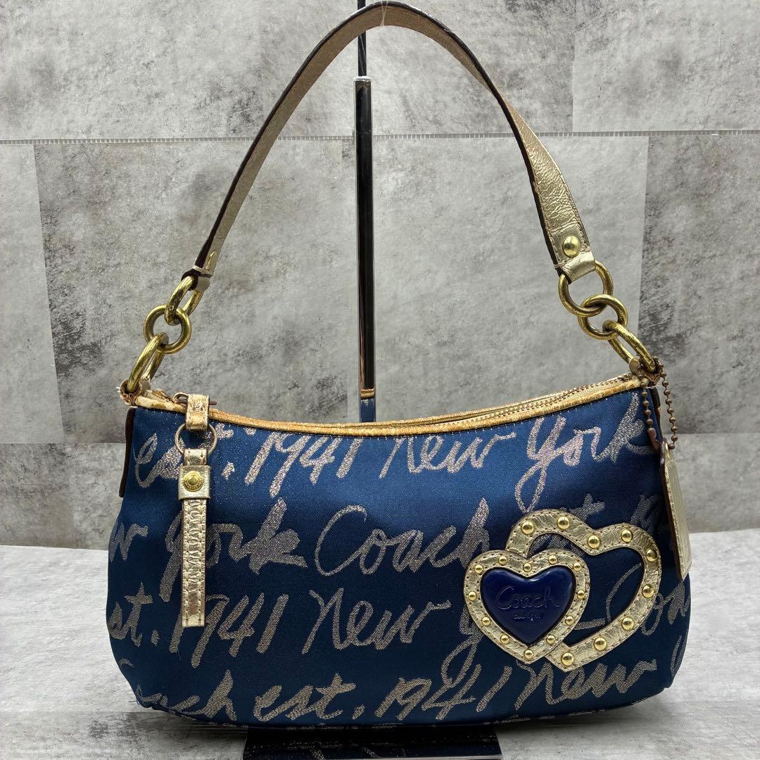 ✨美品✨コーチ ポピー ショルダーバッグ 2way ハート スクリプトロゴ