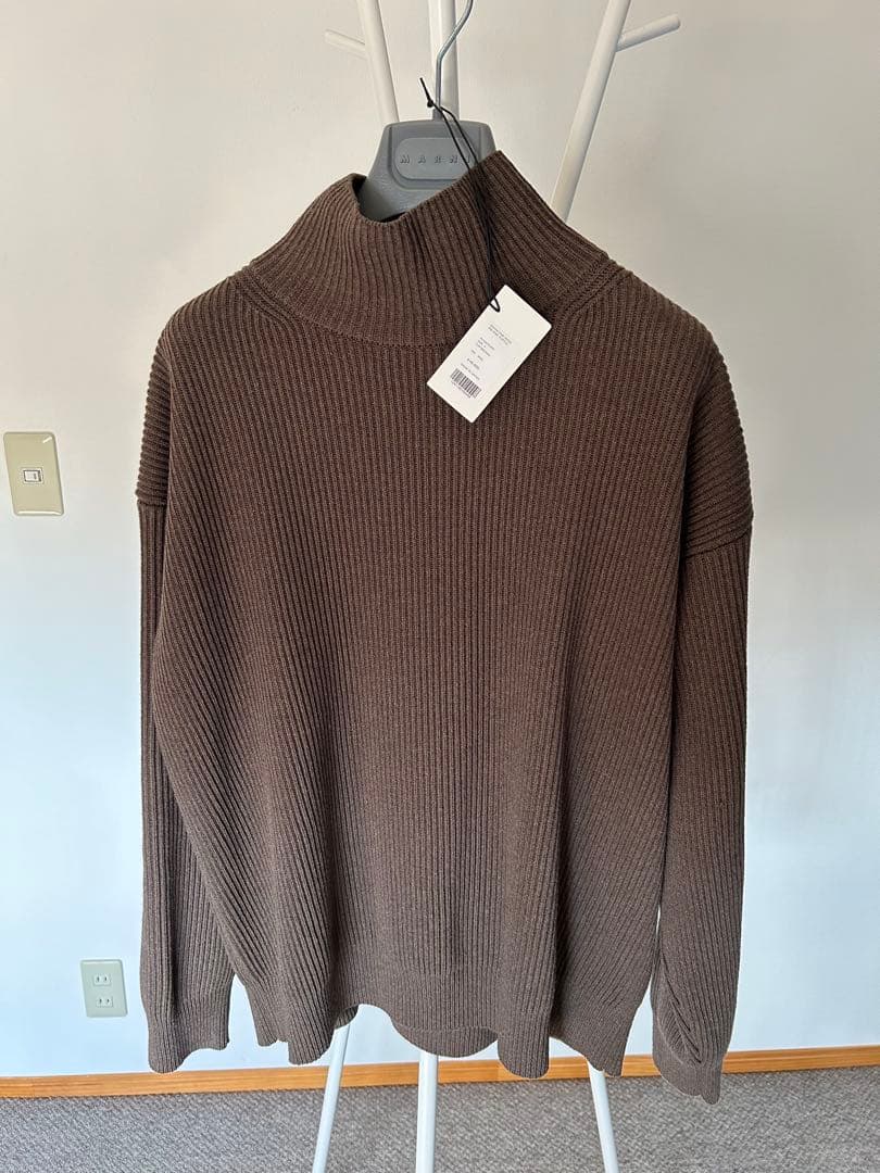 トップス AURALEE SUPER FINE WOOL RIB KNIT 4 Auralee W Super Fine Wool Rib Knit Big P/O Top Yellow