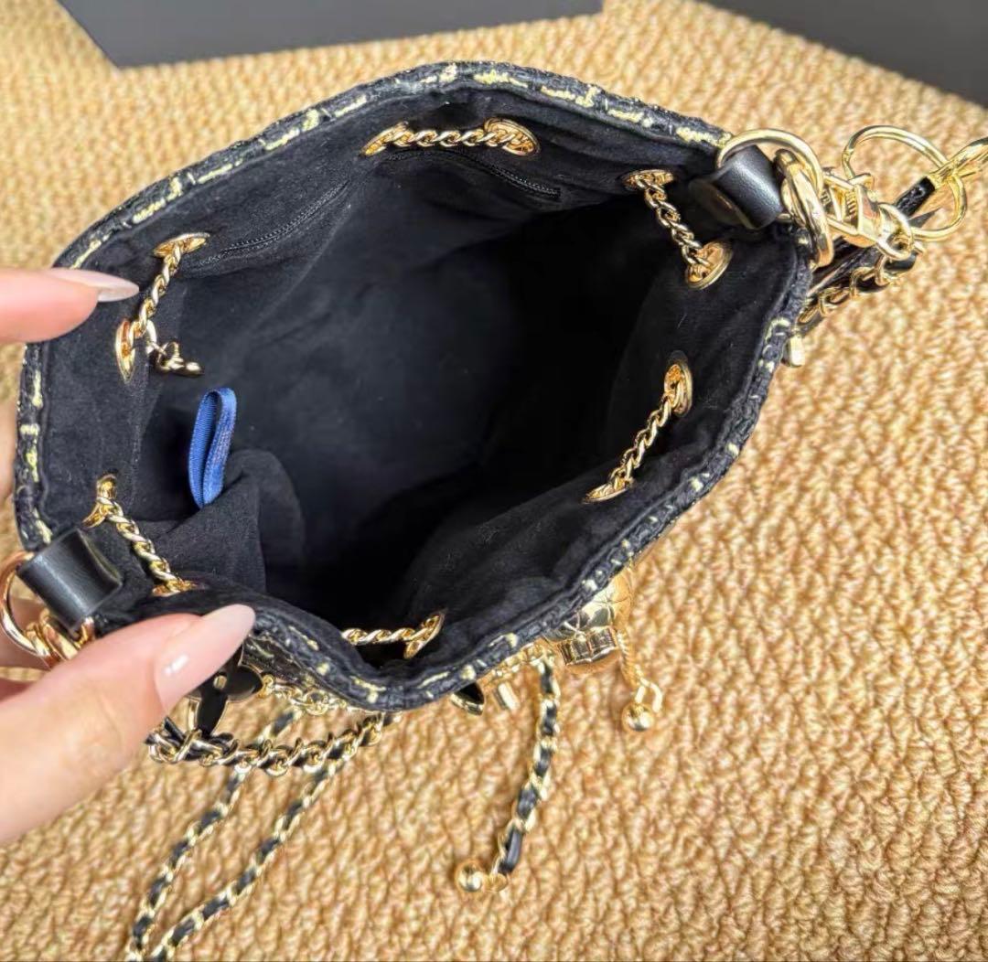 希少 レア 非売品 CHANEL ノベルティ ネイビー ツイード バケット