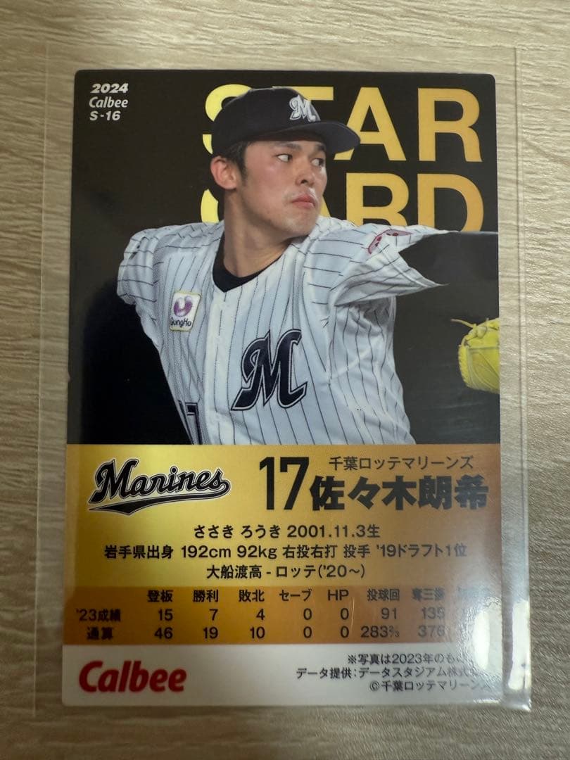 佐々木朗希金箔サインカード、千葉ロッテマリーンズ、ドジャース、侍