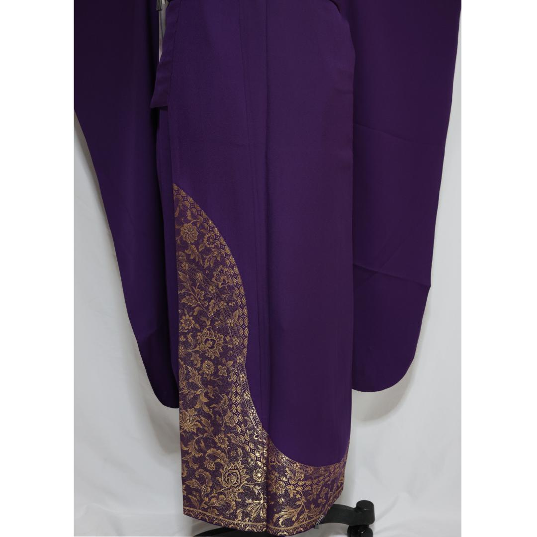 振袖単品単体■紫パープル 154.5cm 正絹 シンプル成人式前撮りBP10