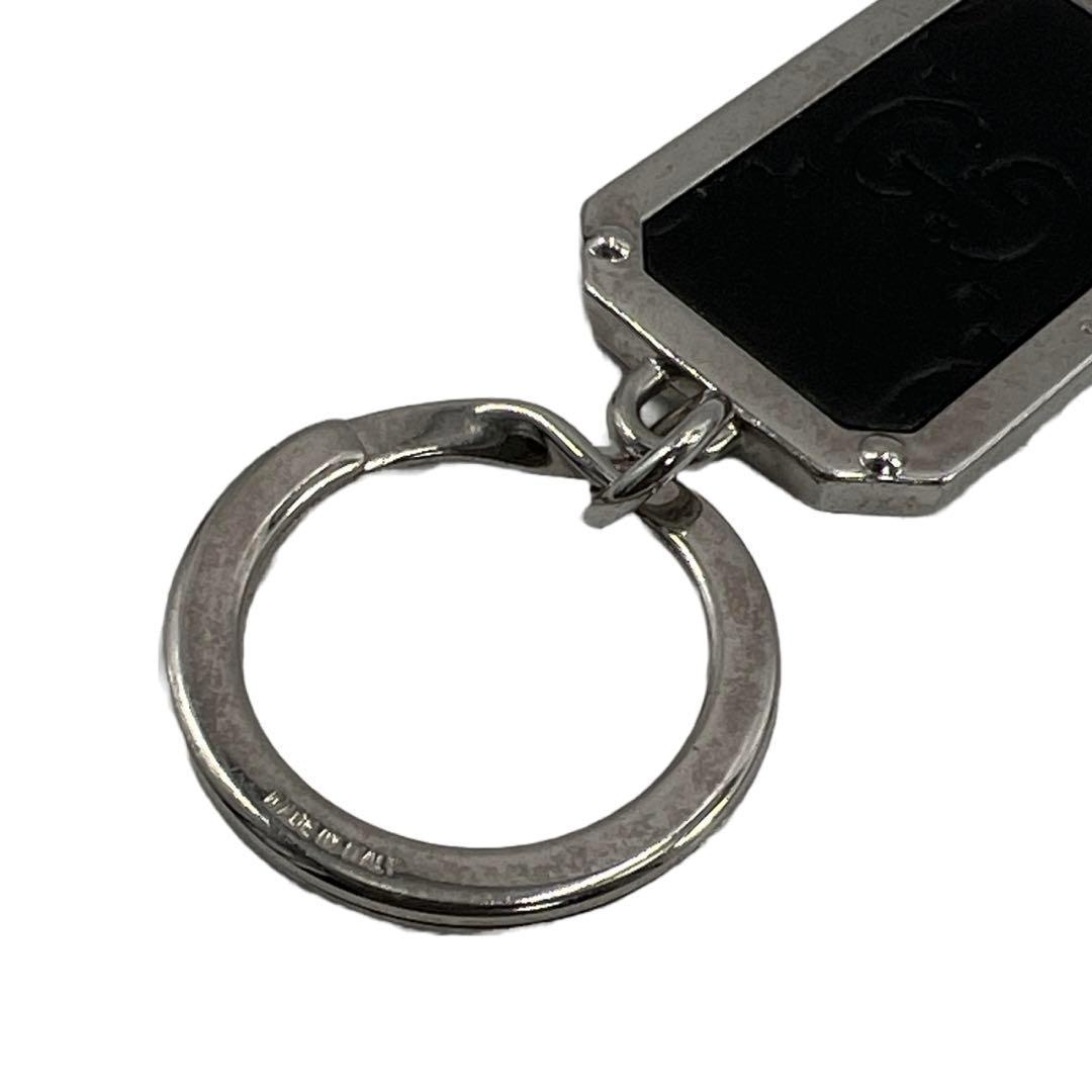 GUCCI グッチ キーリング メタル レザー GG シマ シルバー ブラック