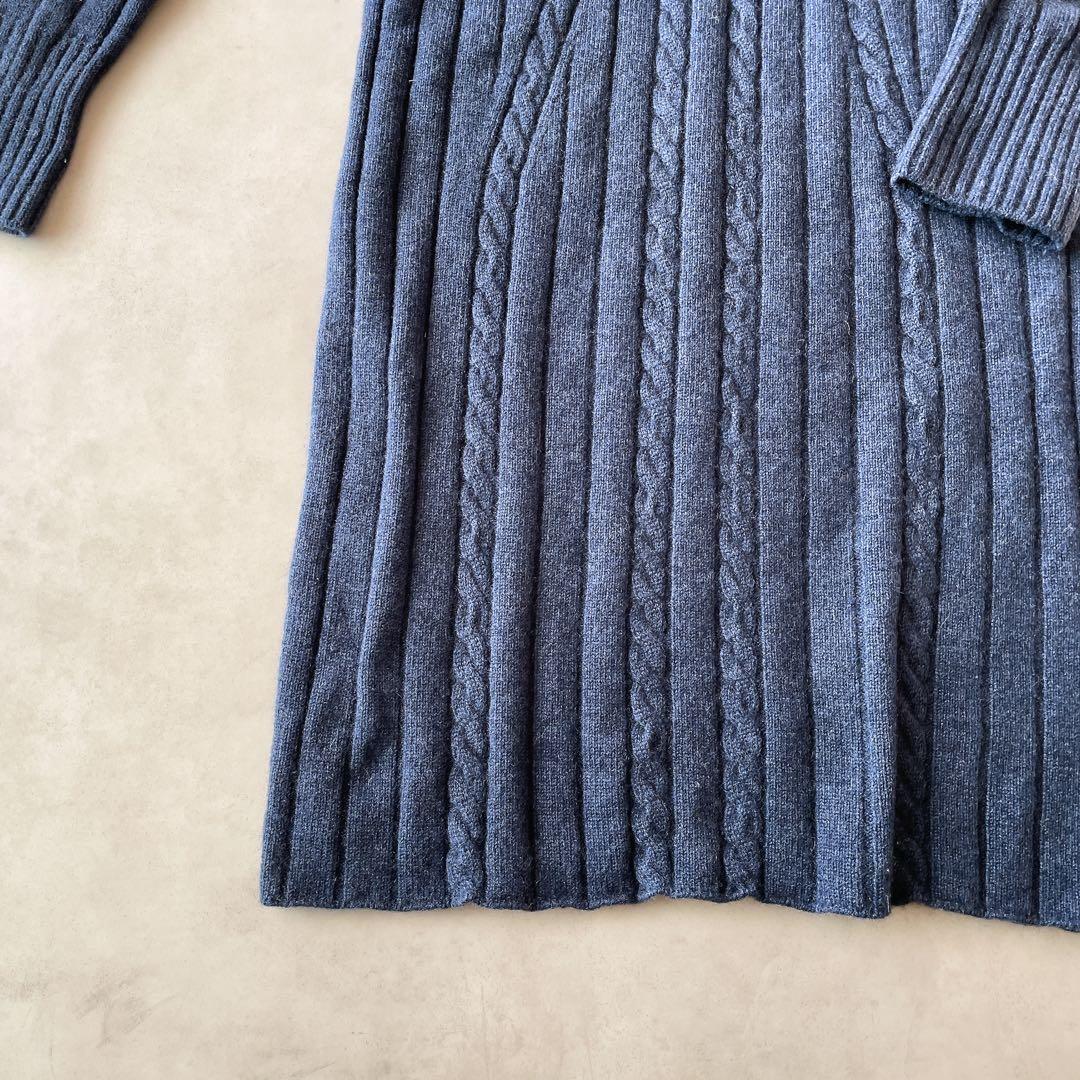 ダーマコレクション カシミヤ100% ケーブル編みタートルネックニット