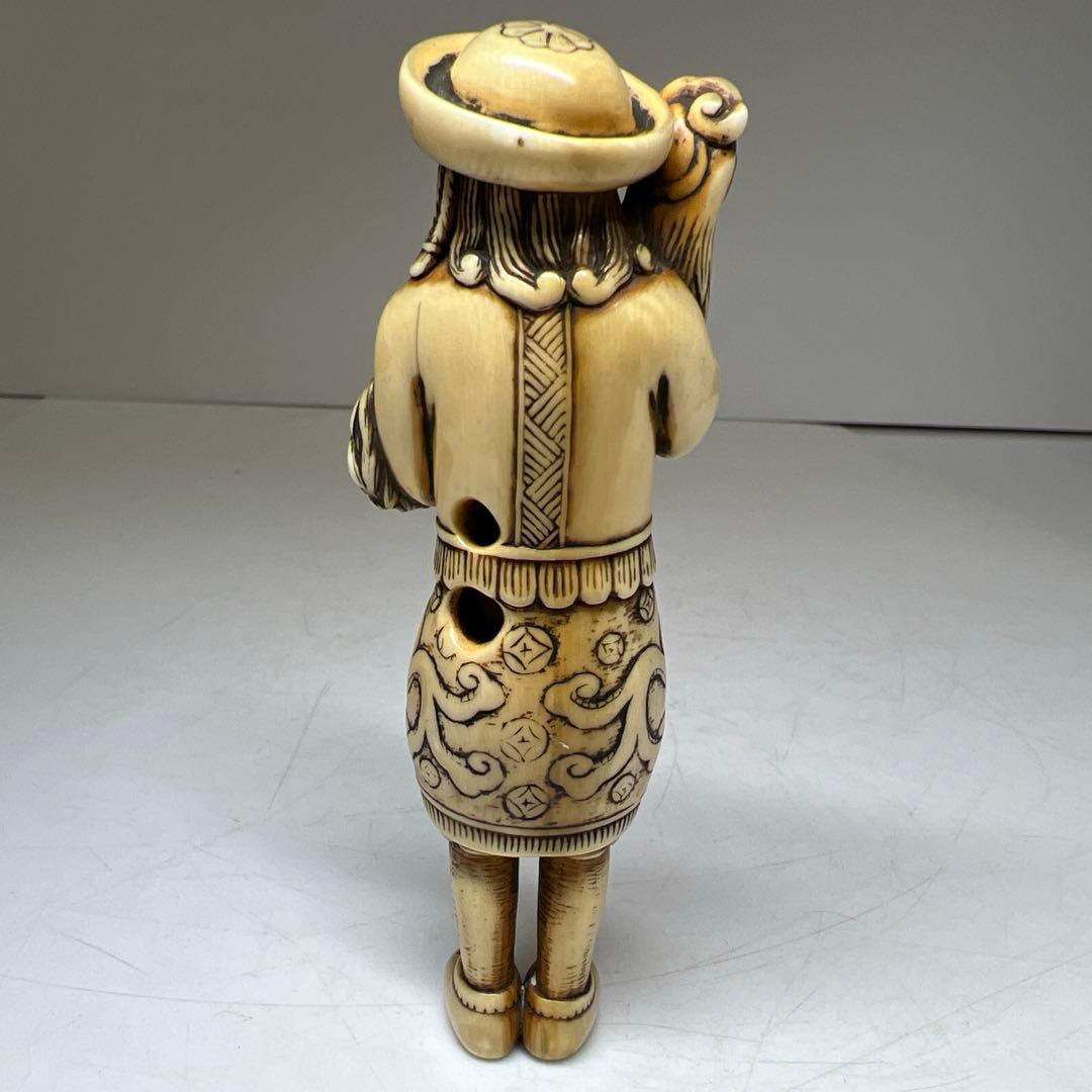 時代　極上　ラッタン人大振根付　48g高さ約10㎝　東Y8-0203☆2F