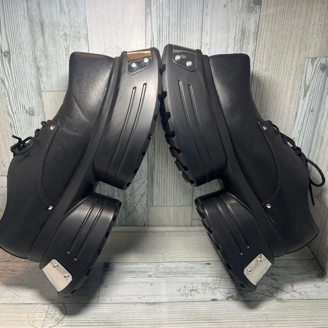 GRANCY メタルプレートレザーシューズ シューズ ブラック メンズ 42