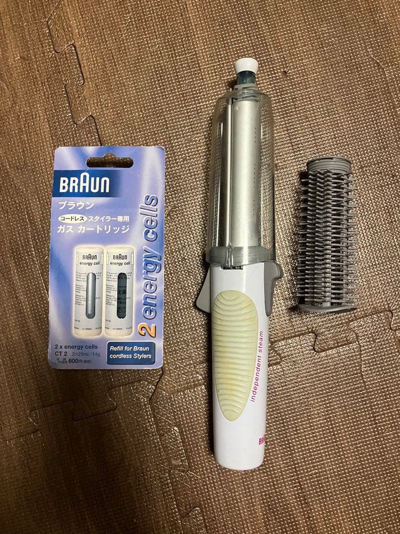 ブラウンコードレスヘアアイロンガスコテ カートリッジ付専用のガス