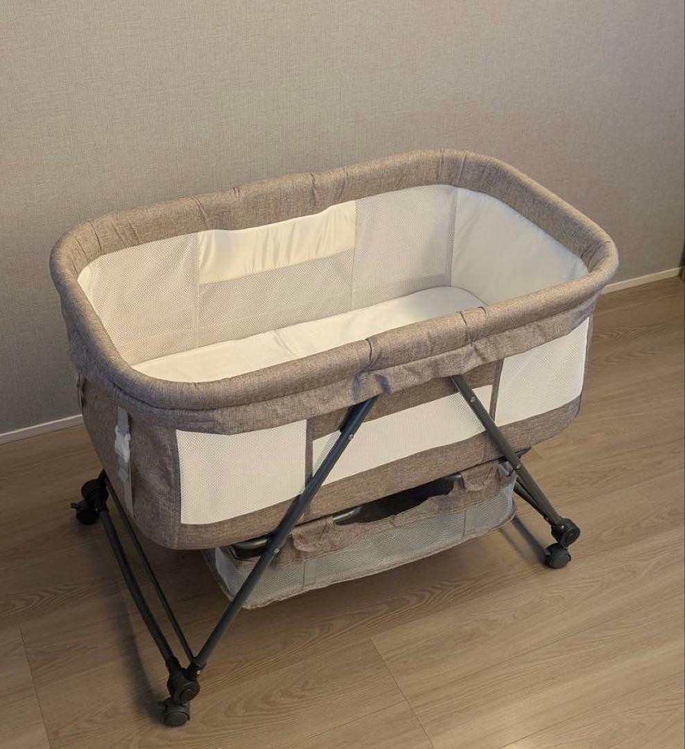 即日発送可】簡易ベビーベッド 移動式 折りたたみ 蚊帳 荷物入れ 収納